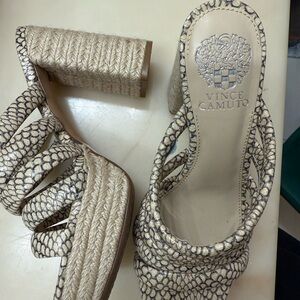 Vince Camuto Beige Braided Platform Mule Heels